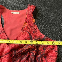 Hinge Red Silk Abstract Floral High Low Maxi Dress Sleeveless S Boho Flowy Chic