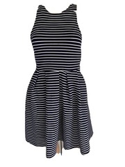 SO Authentic American Heritage Navy Blue Striped Halter Skater Dress Size Small