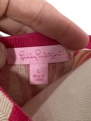 Lilly Pulitzer Pink Pipster Merino Wool 1/2 Sleeve Sweater Dress Size Large EUC