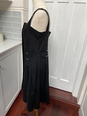 Vintage Chain Reaction Black Button Down Pinafore Dress S10 (VF42)