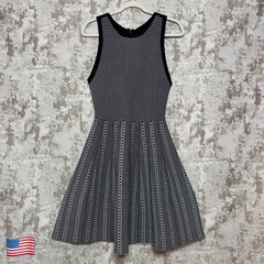 Alice + Olivia Kamilah Herringbone Knit Skater Dress in Black/White