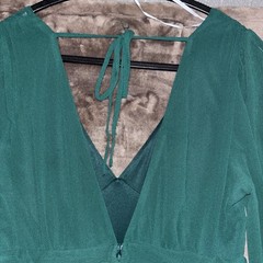 Lulus Talk About Divine Backless Maxi Dress Womens Hunter Green Plunging V-Neck