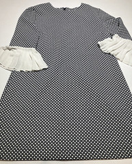 New York and Company blue/white squares long cuff sleeve XL