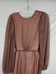 NWT $159 MINKPINK [ XS ] Astrid Plisse Tie Back Mini Dress Pink Metallic U1466