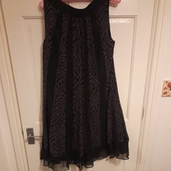 Laura Ashley lined purple black silk smock dress 12 Excellent condition.