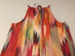 Bisou Bisou Flowing Chiffon Tulip Dress Sz 6 Bright Summer Colorful Go Go Fun