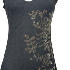 ZARA Womens Small Shimmer Floral Beaded Knit Midi Dress Black Sleeveless NWT