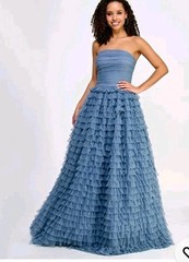 $259 B Darlin Junior Ball Dress Multi-Ruffle Sequined Sz 7/8 Gala NWT Prom Party