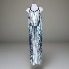 Enfocus Studio Maxi Dress Womens 14 Multicolor Abstract Boho Artsy Resort Beach