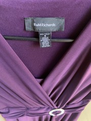 R& M Richards Purple Faux Wrap Cascading Rhinestone Embellishment Dress Size 8