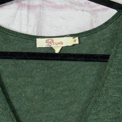 Kryeh Medium Green V-Neck Dress