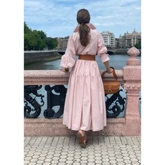 MARIELLE ALMELO Stokkelaar OS S M L Charlotte Pink Midi Dress Puff Sleeve NWT