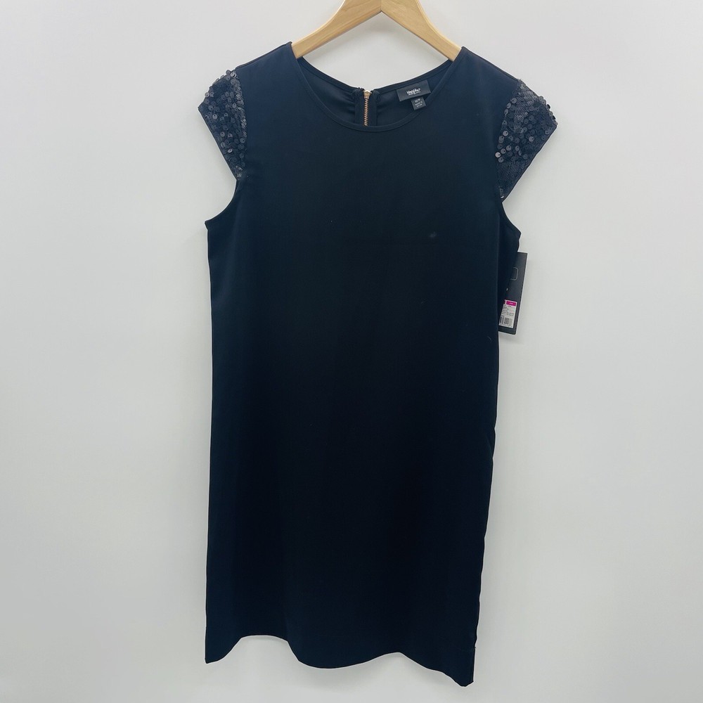 Mossimo Womens Size XS Sequin Capped Sleeve Sheath Dress in Ebony Black $30