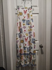 Jopna Linen Cotton Blend Sea Theme Strapless Maxi Dress Size M