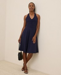 Pact Women&rsquo;s Fit & Flare Gathered Halter Dress Medium Eclipse Purple