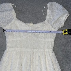 Altar&rsquo;d State Ivory Mini Dress Women’s XS Puff Sleeve Lightweight Fabric Eyelet