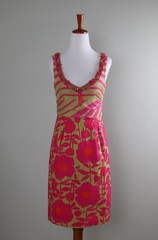 NANETTE LEPORE $390 Bead Embellished Floral Silk Linen Crystal Dress Size 2