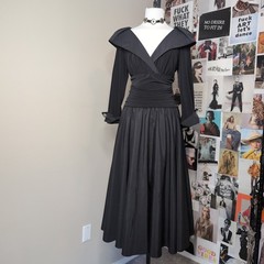 Black Long Sleeve Vintage Collared Dress Gothic