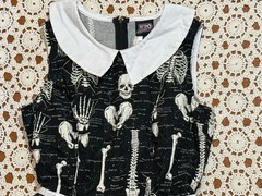 Retrolicious Mod Collared Dress Anatomically Correct Bones Skeleton Pin Up Dress