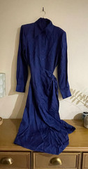 SCANLAN THEODORE Jacquard Silk Wrap Midi Dress In Ocean Dark Blue Size 12 RP$900