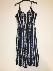 Japna Dress Medium 12 14 strappy pockets black tie dye stripes