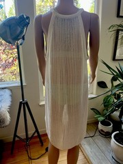 Tahari White Knit Halter Neck Swim/Beach Cover Up Sheer Size XL One Size