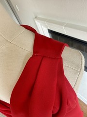 Dress Barn Red Cowl Open Back Drape Dress Old Money Coastal Sz 4