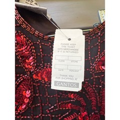B2 & US Mark & John Silk Beaded Sequin Dress Red Black Vintage Gantos D-12148 S