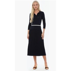 Alexia Admor Sable Navy Blue Knit Pleated Midi Polo Dress Size Medium NEW
