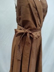 Jones Studio Shirt Dress Wrap Faux Silk Brown Belted Sleeveless 60&rsquo;s Style 14W