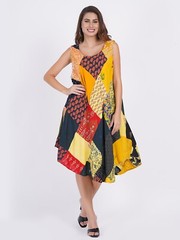 Women Casual Printed Multi Patchwork Short Umbrella Dress Wholesale Mix lot 03pc