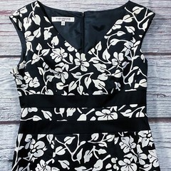 Evan Picone Womens Dress size 8 Black Cream Sleeveless Lined Cotton Stretch