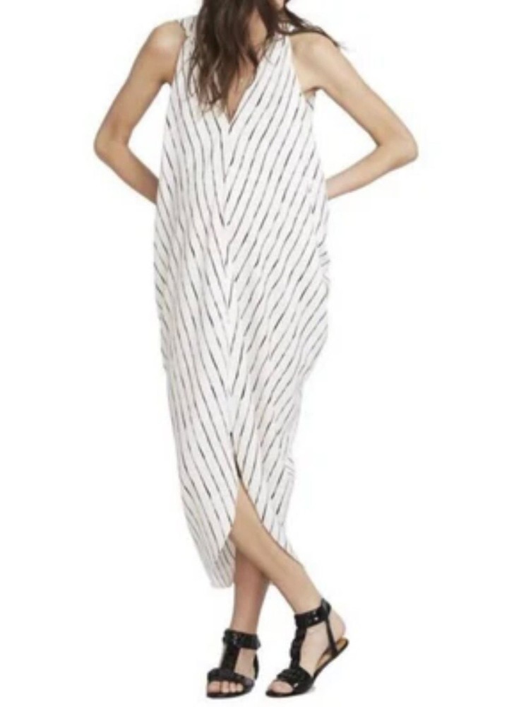 HATCH Maternity Sleeveless V-Neck Striped Midi Dress O/S