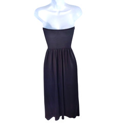 Tie Front Midi Dress Women&rsquo;s Size 6 Black Soft Stretch Knit Adjustable