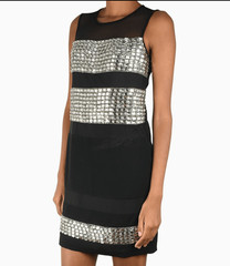 Diane von Furstenberg Wally Square All Over Crystal Mesh Crepe Mini Dress Size 2