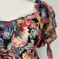 KEEPSAKE The Label Black Hydrangea Runaway Off The Shoulder Mini Dress-6-NWT