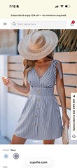 NEW CUPSHE Funny Story Striped Mini Dress | Size Medium | Navy/White