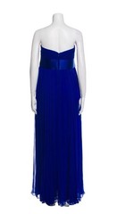 Marchesa Notte Blue Silk Strapless Gown Size 12