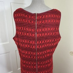 Midnight Velvet Crochet Dress Sz XL Open Knit Overlay Red Midi Whimsigoth Retro