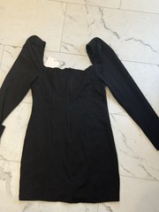 MAJORELLE Black Square Neck Long Sleeve Mini Dress Zipper Zip Size XL
