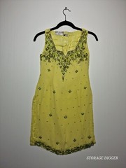 Made In India Collection Sheer Sheath Dress Women&rsquo;s 36 Yellow Silk Embellished