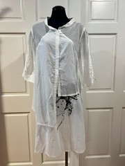 Women&rsquo;s White 100% Cotton Breathable Lightweight 3/4 Sleeve Relaxed Tunic Dress