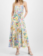 Julia Jordan Straight-Neck Sleeveless Printed Dress Sz L Free Shipping