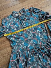 Boden Floral Long Sleeve Dress Size 2R Blue Green Animals Flowy Pockets