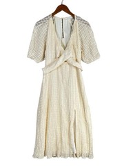NWT ASTR The Label Crossover Bust Midi Dress in Cream Color Size Small