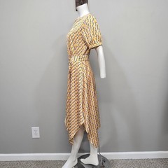 Karl Lagerfeld Paris Midi Shirt Dress 6 Yellow Eiffel Tower Handkerchief Swing