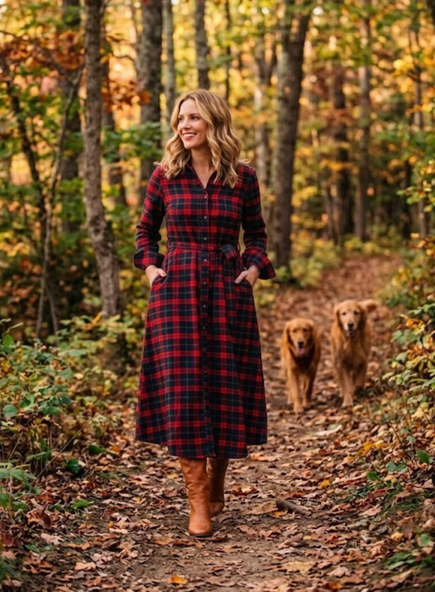 NWT Kiel James Patrick KJP Alpine Lodge Plaid Flannel Maxi Shirt Dress 6