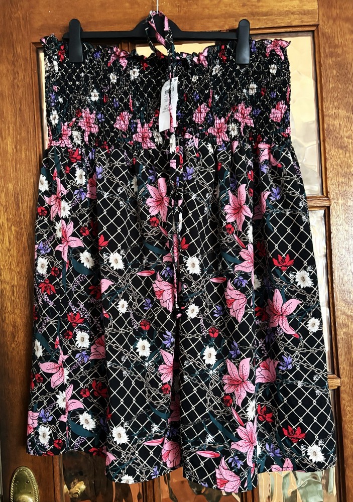 BNWT Ladies PEP & CO Halter Neck CHICKEN WIRE CHAIN FLORAL Print BEACH Dress XL