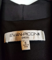 Evan Picone Womens 6 Dress V Neck Ruched Waist Half Sleeve Black Knee Length