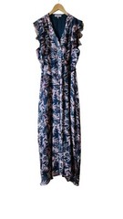Chelsea28 Ruffle Button Down Ruffle Floral Tie Waist Maxi Dress Size-M